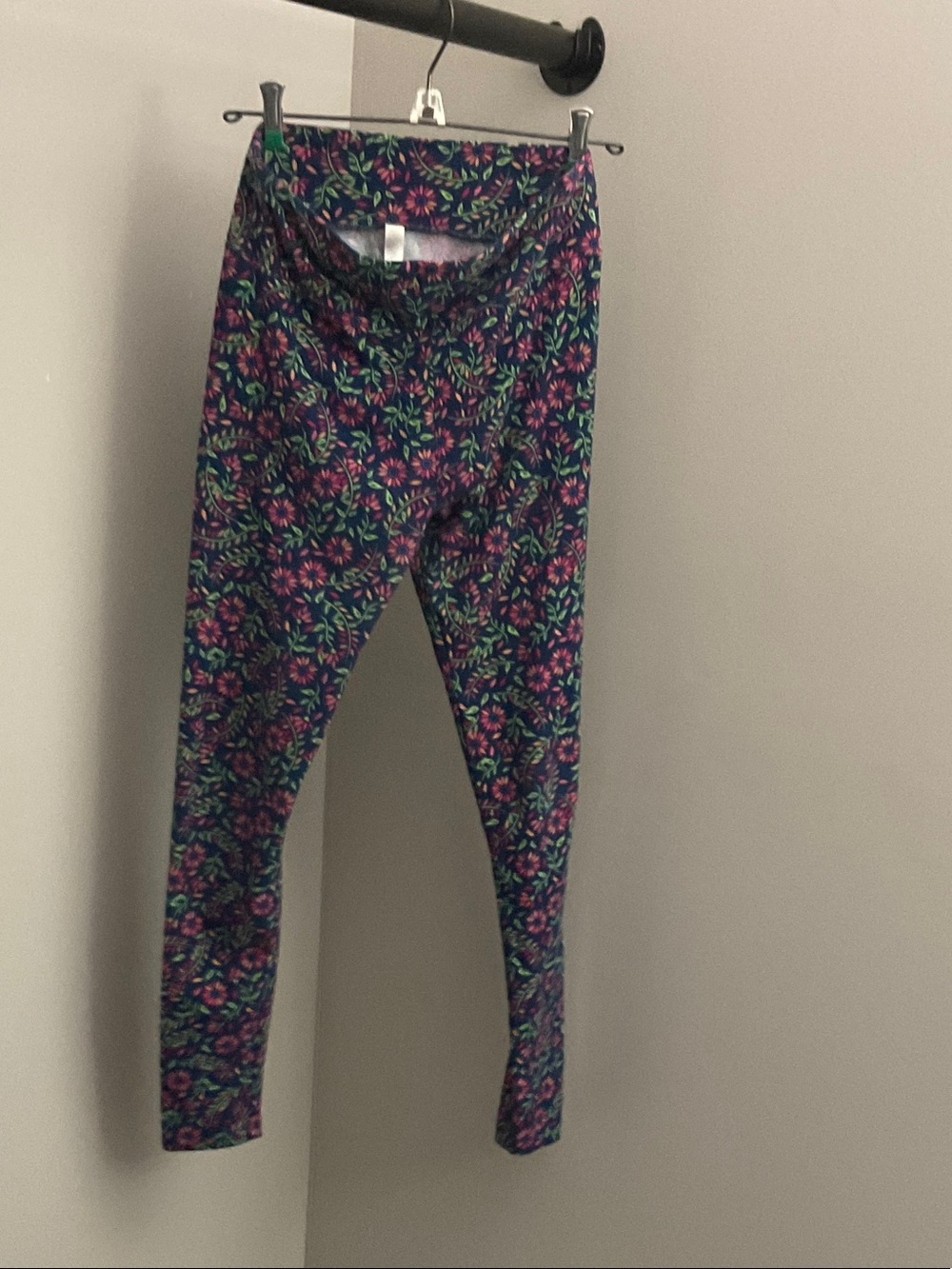 LuLaRoe Floral Leggings - Navy with Pink & Green